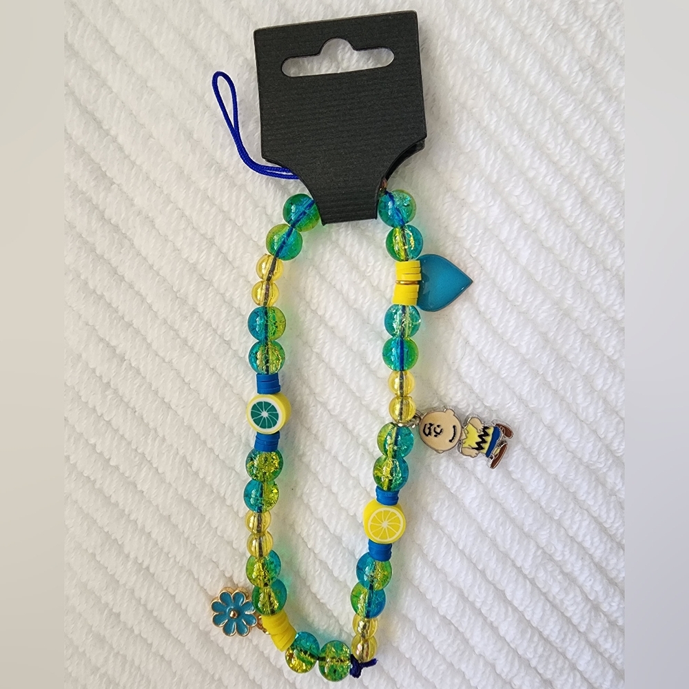 Blue and Yellow Charlie Brown Phone Charm